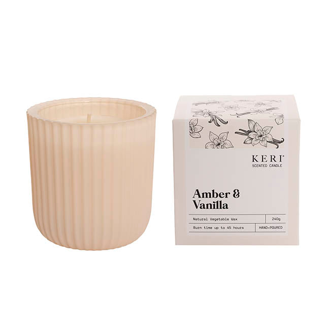 Amber and vanilla scented candle