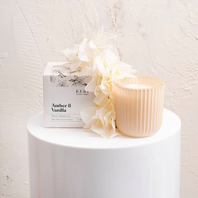 amber and vanilla scented candle