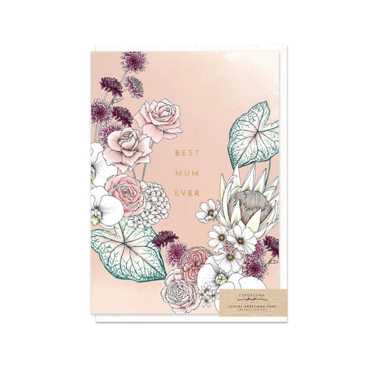 pastel best mum ever floral greeting card
