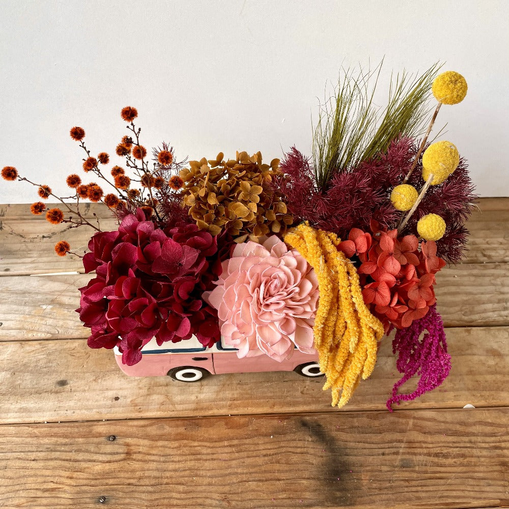 Kelvin the kombi - preserved flower arrangement in kombi vase