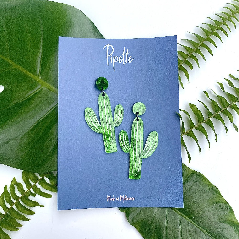 cactus leaf earrings