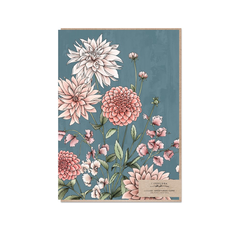 Dahlias on a greeting card