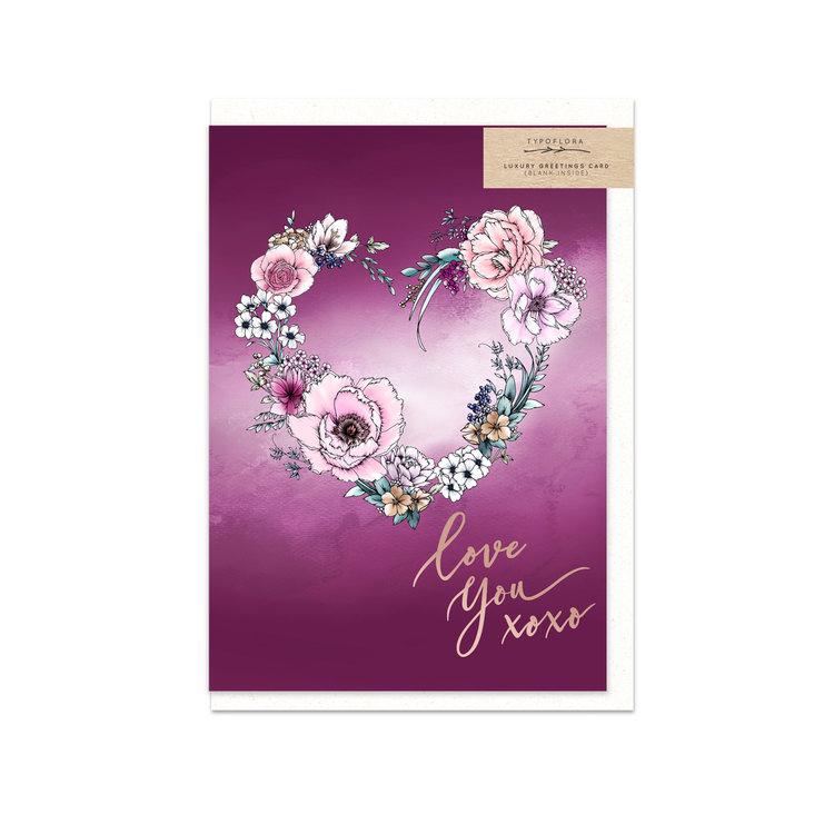 floral heart greeting card