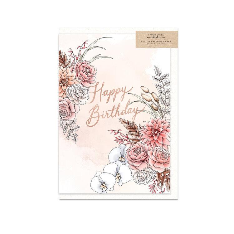 rose happy birthday greeting card