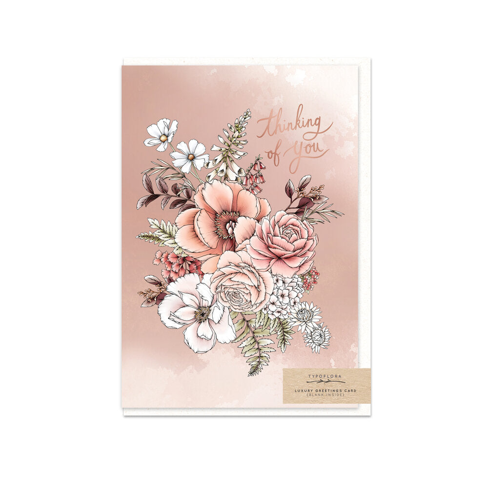 peony thinking of you greeting card