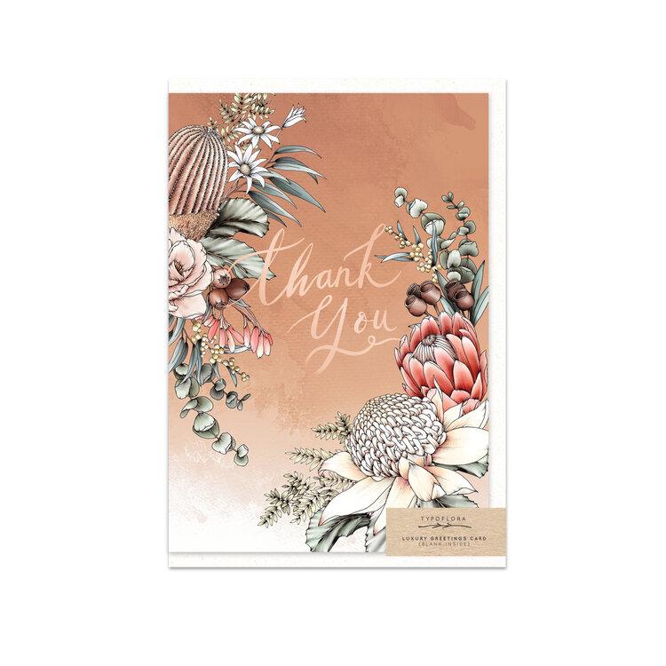 waratah thank you greeting card