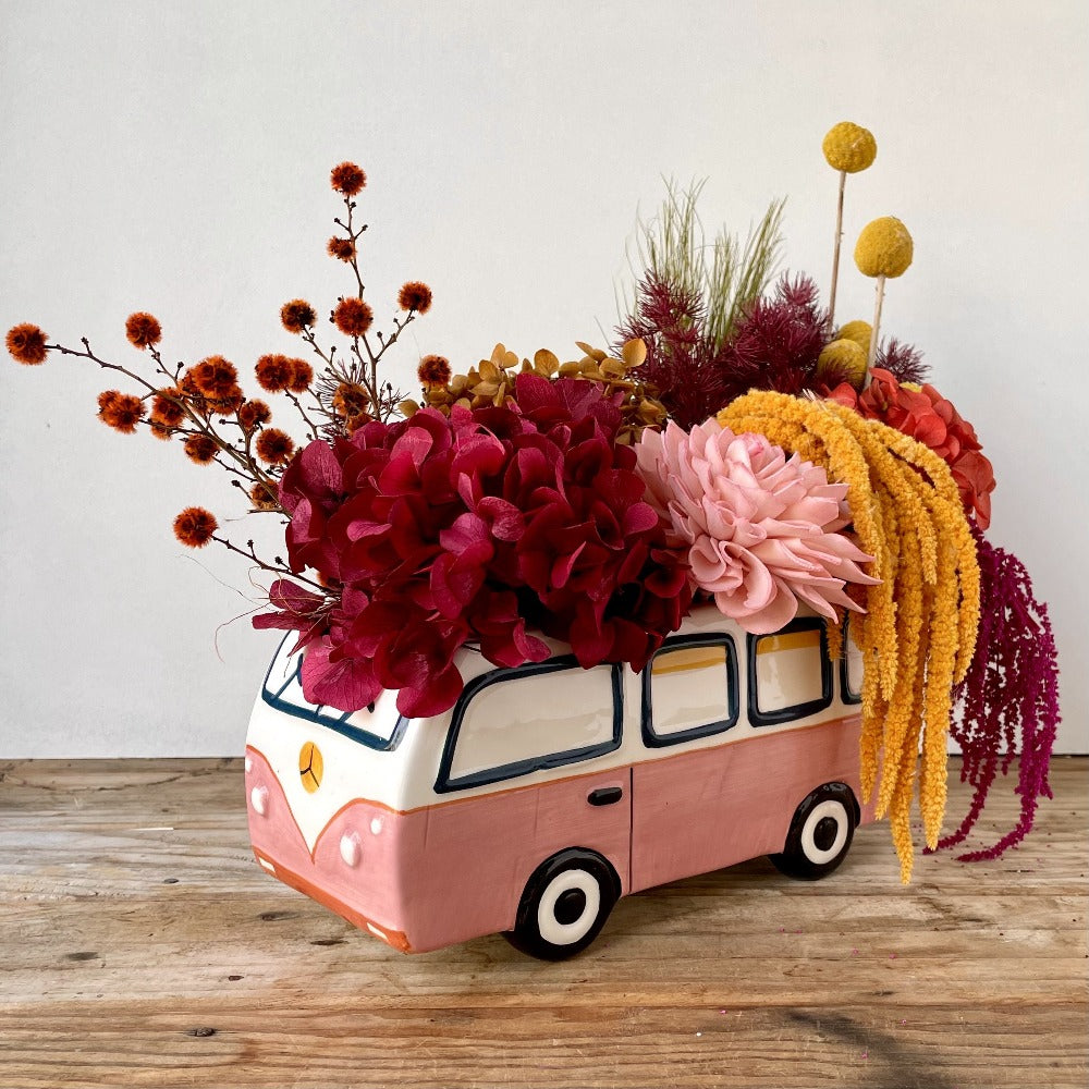 Kelvin the kombi - preserved flower arrangement in kombi vase