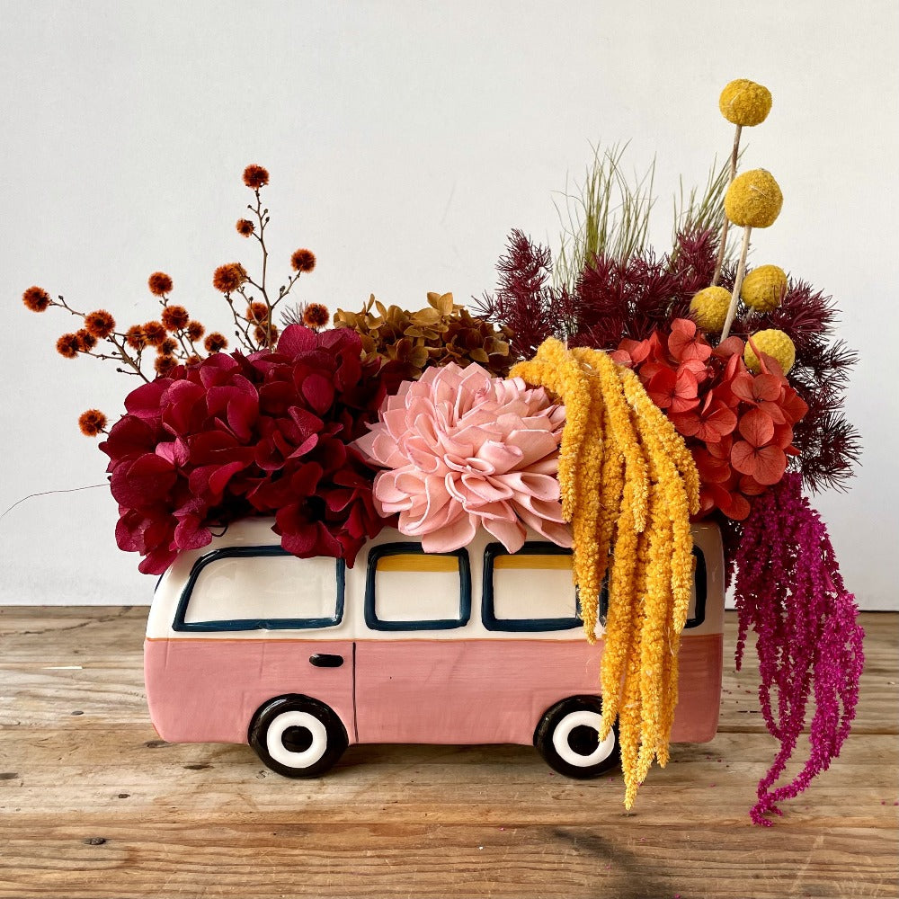 Kelvin the kombi - preserved flower arrangement in kombi vase