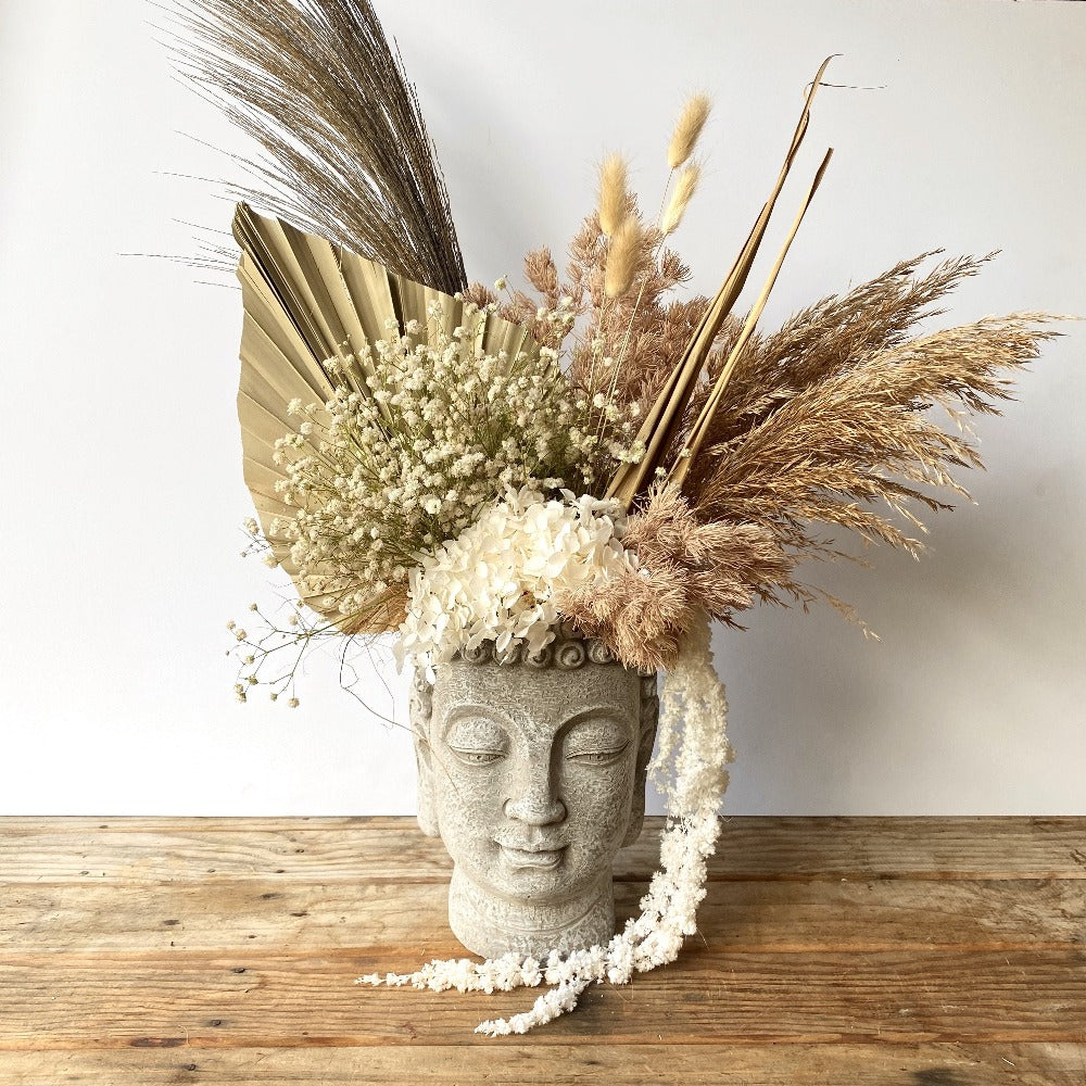 Buddha Vase with preserved flowers 
